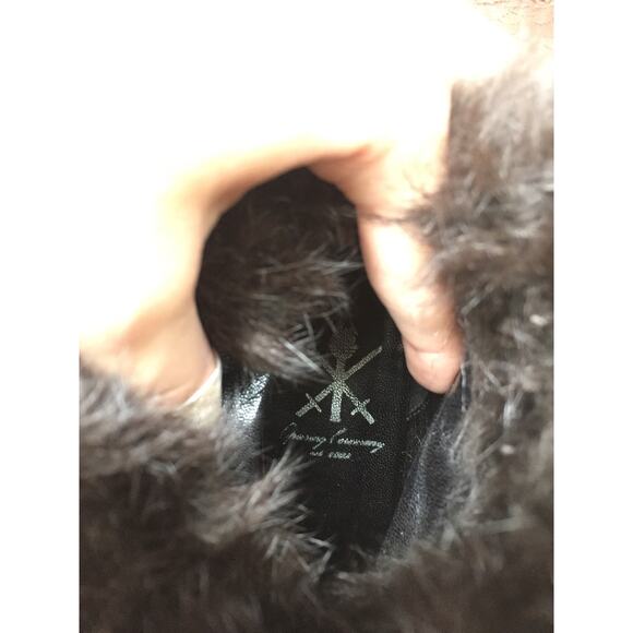 OPENING CEREMONY 2 In 1 Black Suede Fur Buckle Wedge Tall Ankle Boots 37 6.5 - Picture 9 of 13